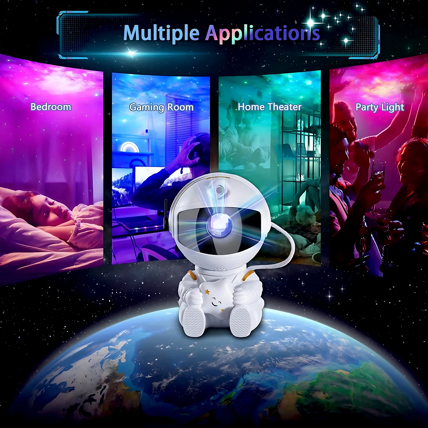 Star Projector Galaxy Night Light Astronaut Space Projector Starry Nebula Ceiling LED Lamp for Bedroom Home Decorative kids gift-6