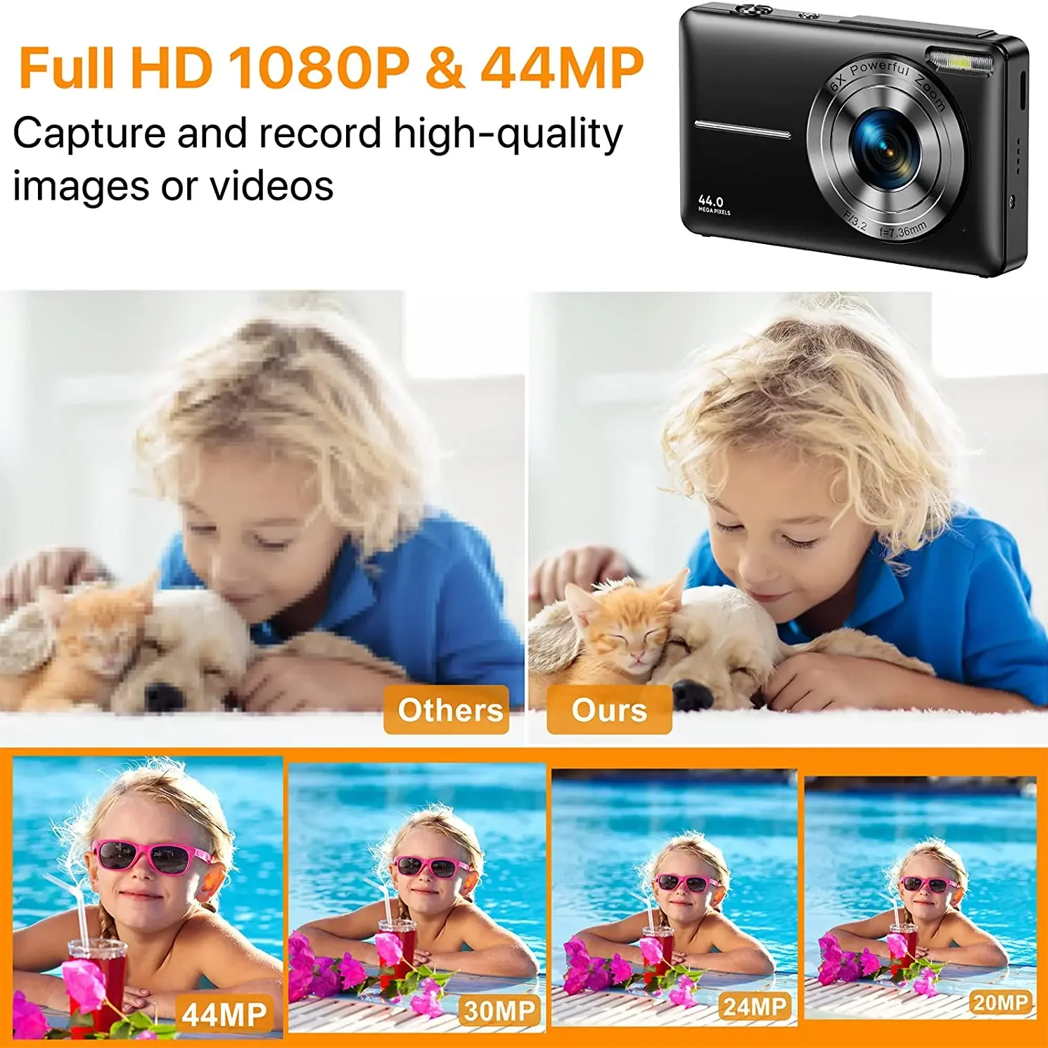 HD 1080P 2.4 inch digital Camera Rechargeable Cameras with 16x Zoom Compact Camera 44MP Cameras for kids Beginner Camera-4