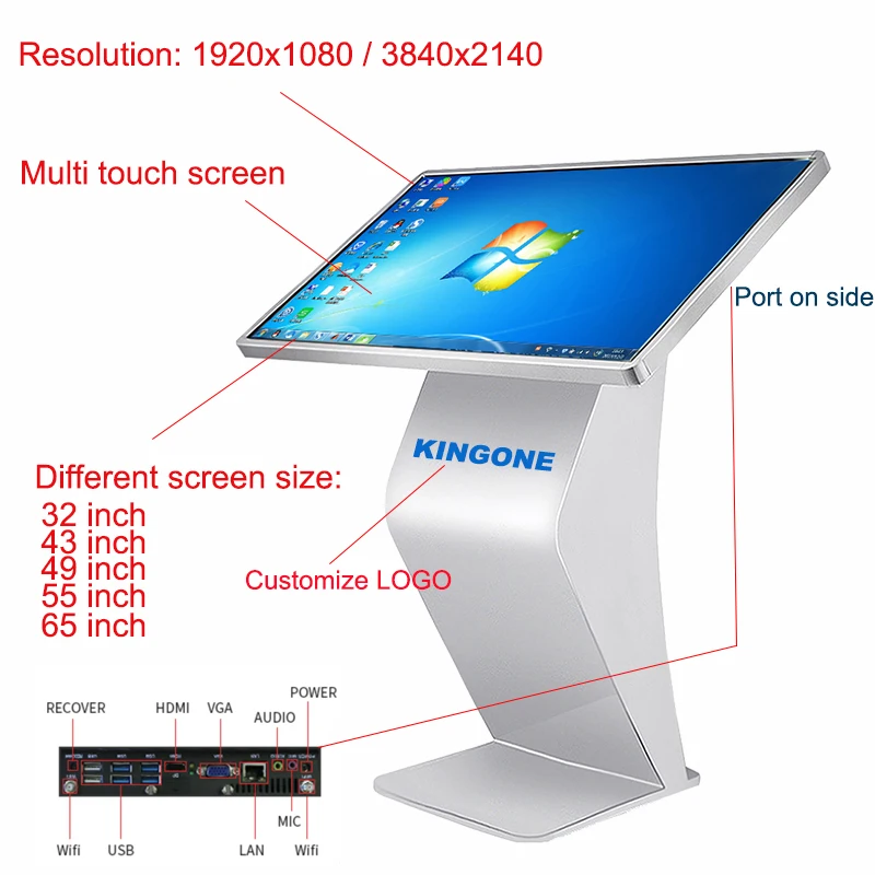 Indoor Digital Signage Floor Standing 43 55 inch LCD Advertising Video Player TV Wayfinding Touchscreen Totem Touch Screen Kiosk-3