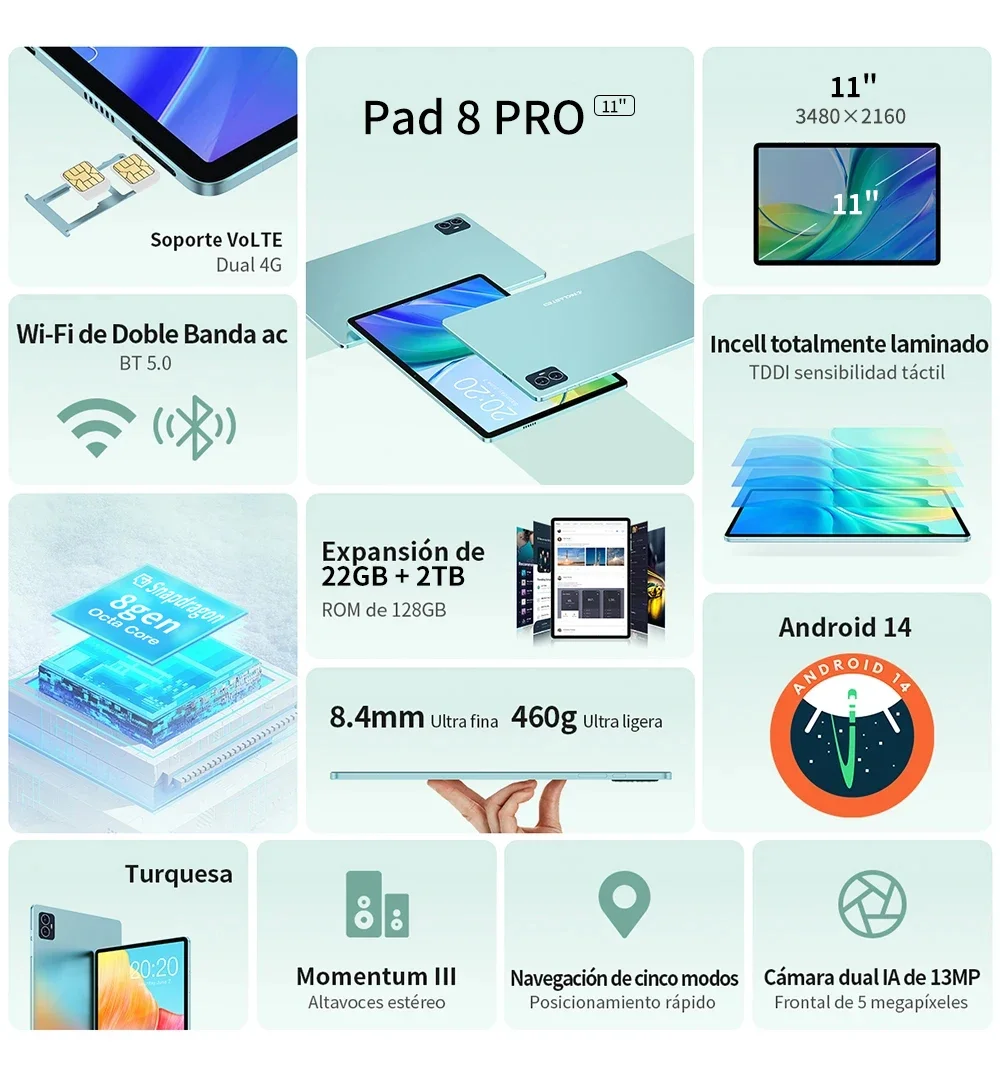 2025 Original Global Version Tablet Android Pad 8 Pro 22GB+2TB Snapdragon 870 Tablets PC 5G Dual SIM Card or WIFI HD 4K Mi Tab-2