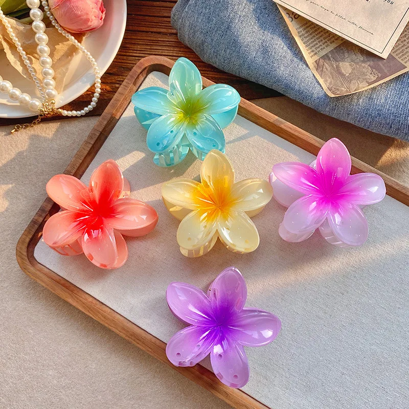 Five-petal flower Summer Super Fairy Vacation style frangeria Grab clip Shark Clip Acrylic flower hair grab hair accessories bac-3