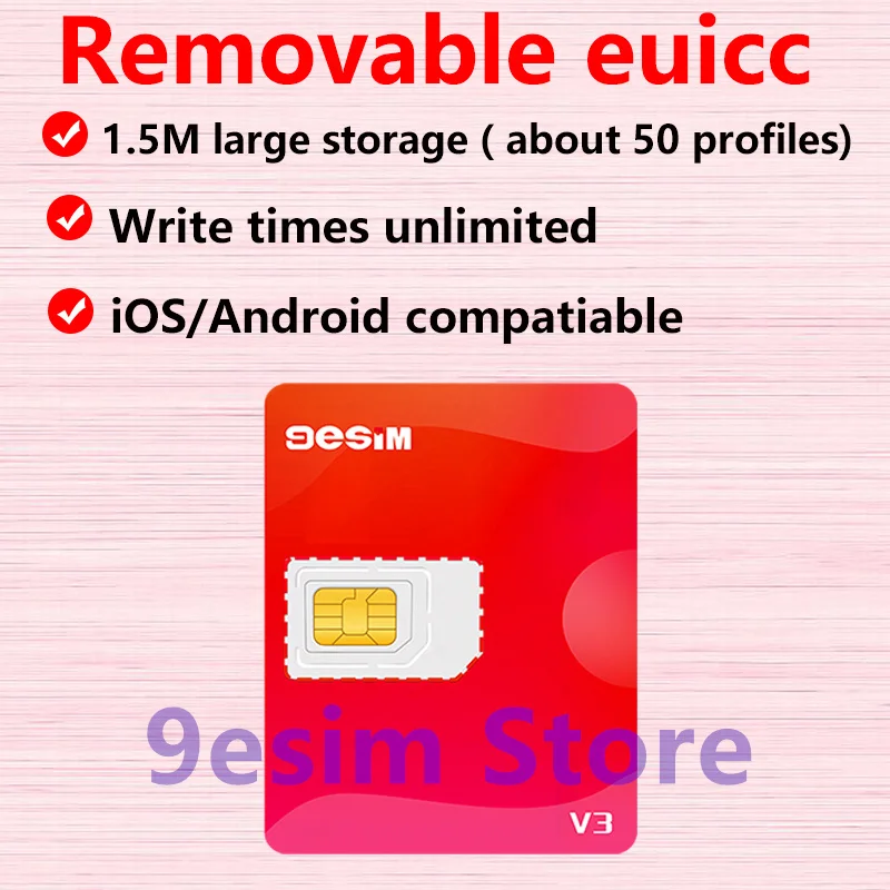 9esim esim to sim V3  adapter for iphone 16 pro max15 14removable euicc for studying abroad travel 5ber esim.me card module estk-2