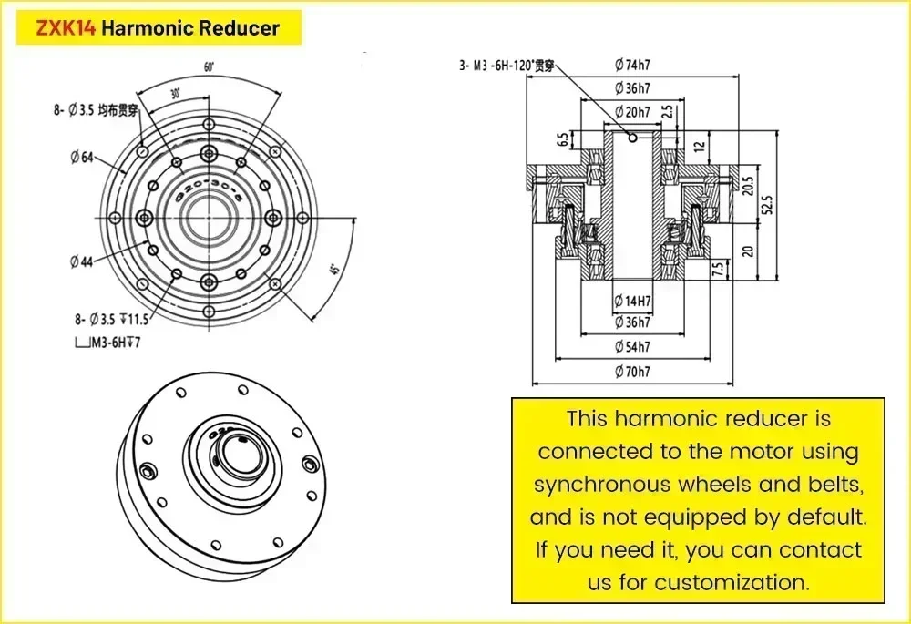 High Torque Hollow Shaft HarmonicGear Drive Stepper Servo Reducer Precision Servo Gearbox for Industrial Robotic Arms Automation-6