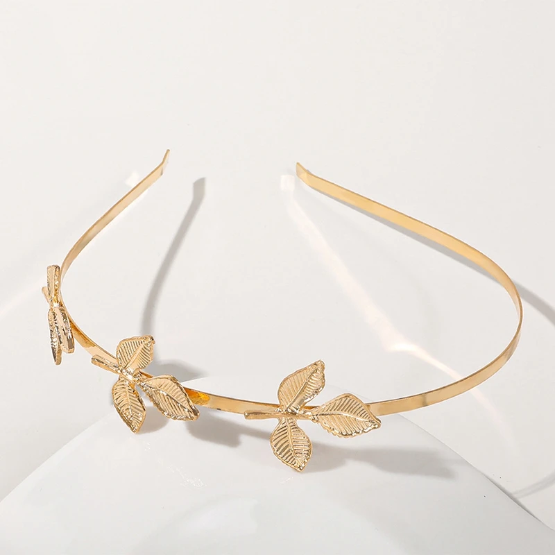 New Gold Color Leaf Headband Headpiece Crown Tiara Headdress Goddess Greek Head Jewelry Bride Wedding Hair Accessories-5