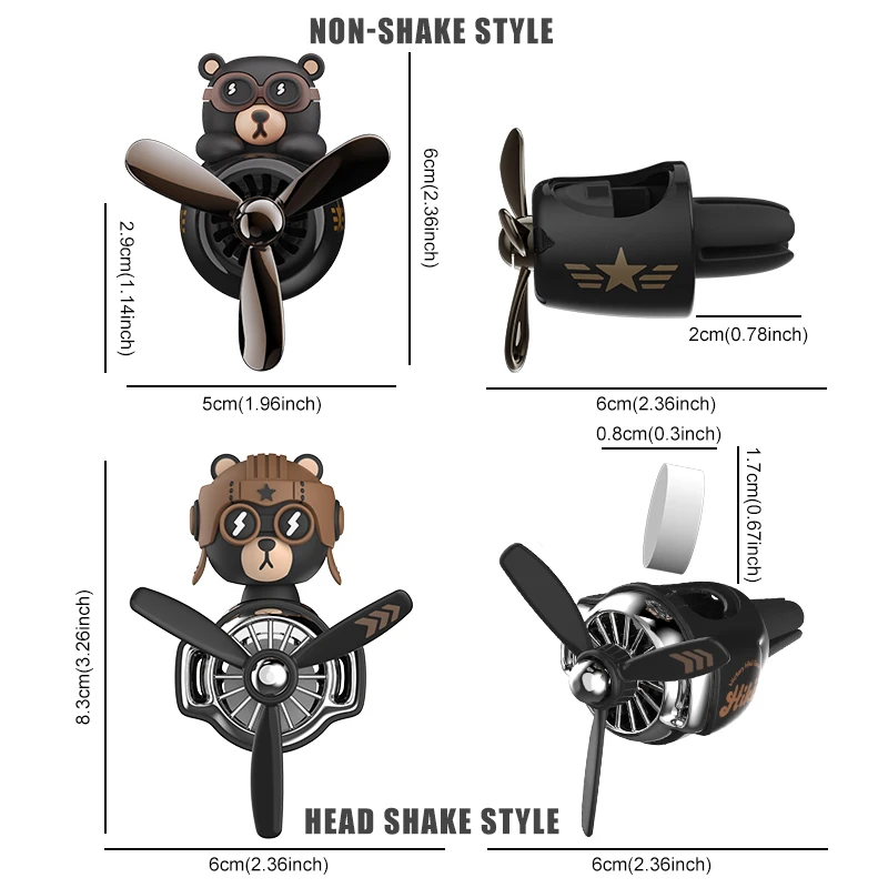 DIY aroma odorless car accessories interor decorations inside ornament plane pilot bear car air fresheners vent clip men cartoon-4