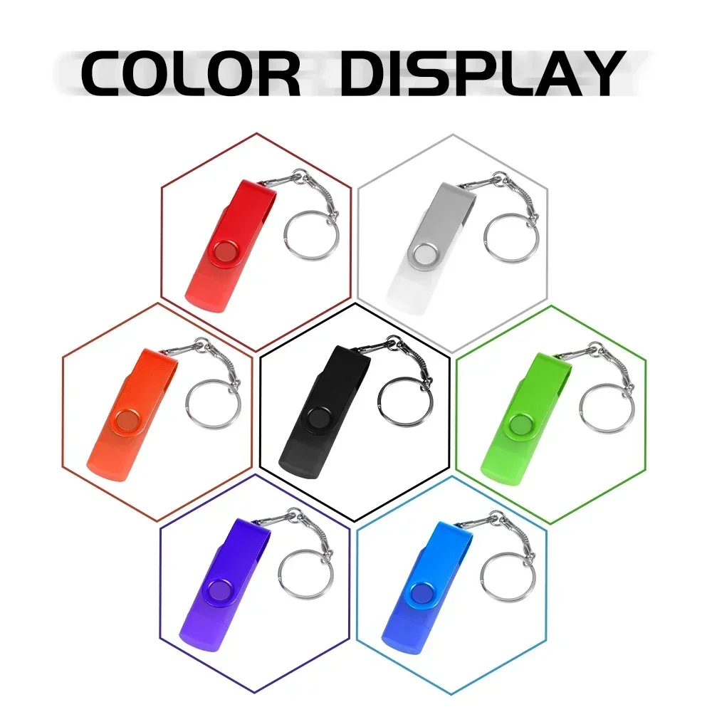 TYPE-C USB Flash Drive 128GB Red High Speed  Pen Drive 64GB Dark Blue Memory Stick 32GB Rotatable USB Stick 16GB Colorful U Disk-5