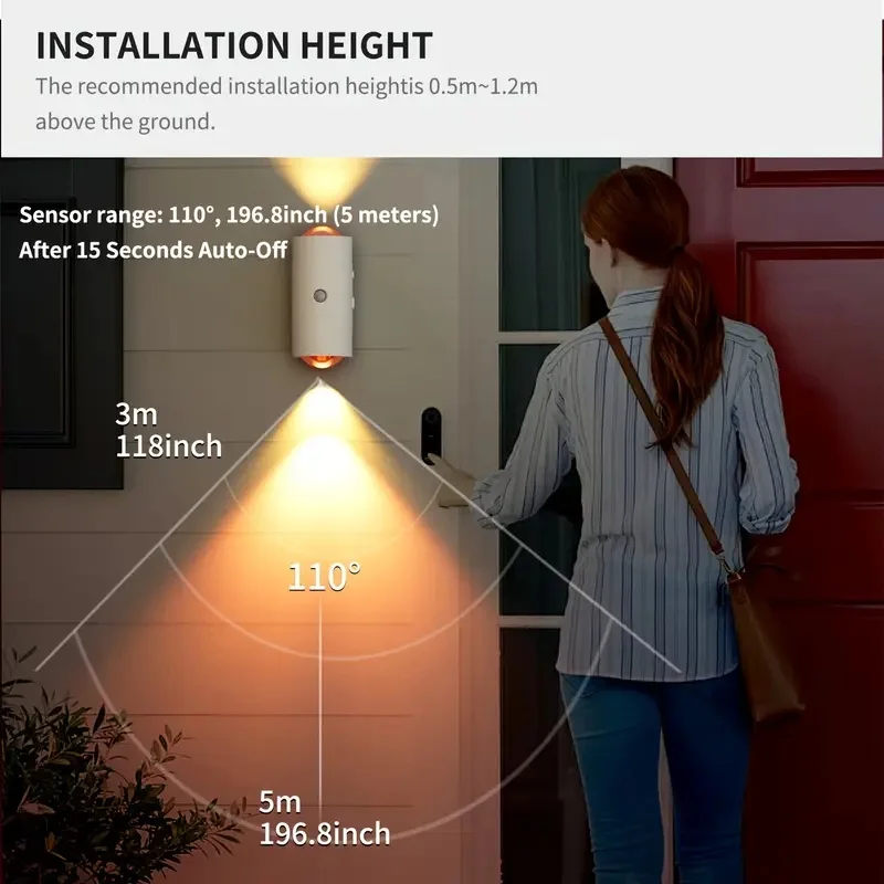 RGB Gradient LED Night Light with Motion Sensor Wall Lamp Rechargeable Ambient Light Dimmable Indoor Lights Magnetic Step Lamp-2