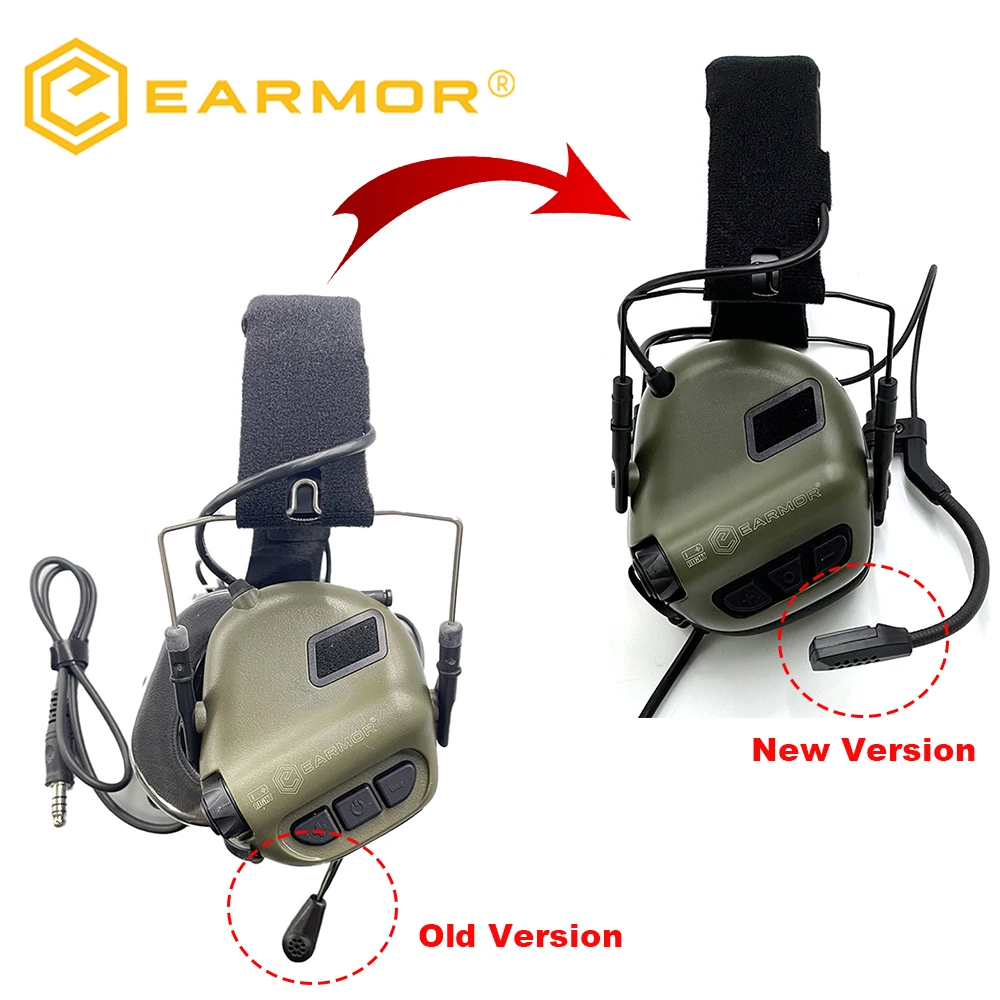 EARMOR M32 MOD4/SE Shooting Earmuffs Tactical Noise Reduction Headset with Helmet ARC Rail Adapter with Kenwood PTT adapter New-2