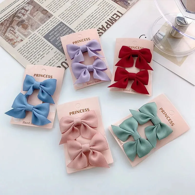 2PCS New Cute Bow Headgear Sweet Little Girl Hair Accessories Summer Girls Net Red Clips Baby Hairpins Children Hair Clips Gifts-2