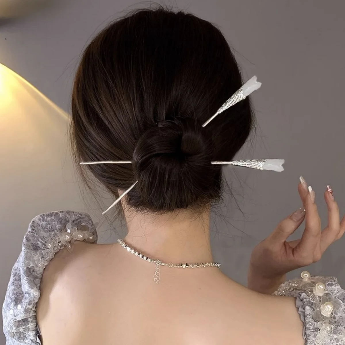 Elegant Chinese Style Hair Accessory Romantic Enameled Flower Tassel Hair Clip Alloy Jewelry Hairpin For Women Fashion Hairpin-4