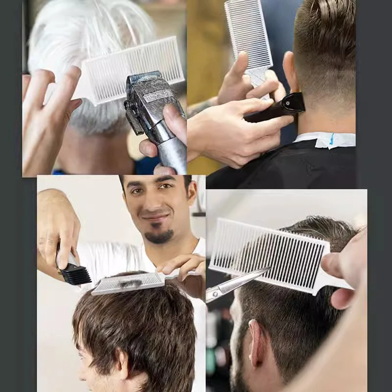 2PCS Kit Upgrade Barber Flat Top Hair Cut Combs Men's Arc Design Curved Positioning Hair Clipper Combs Salon Hairdresser Tools-4