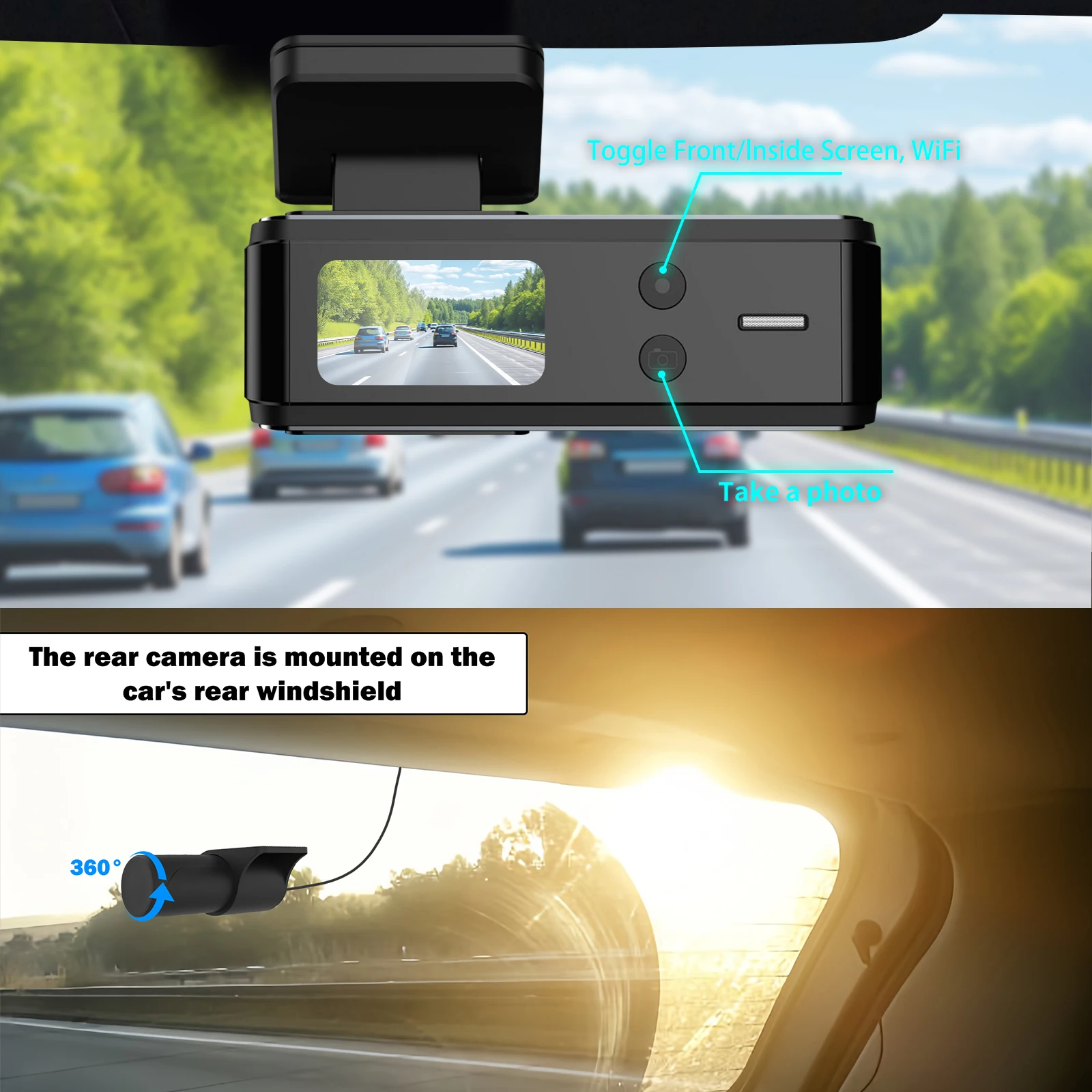 Aprilboy 4K WIFI Dash Cam 2160P Car DVR Front and Rear Dual Lens Auto Car Camera with Night Vision G-Sensor 24H Parking Monitor-3
