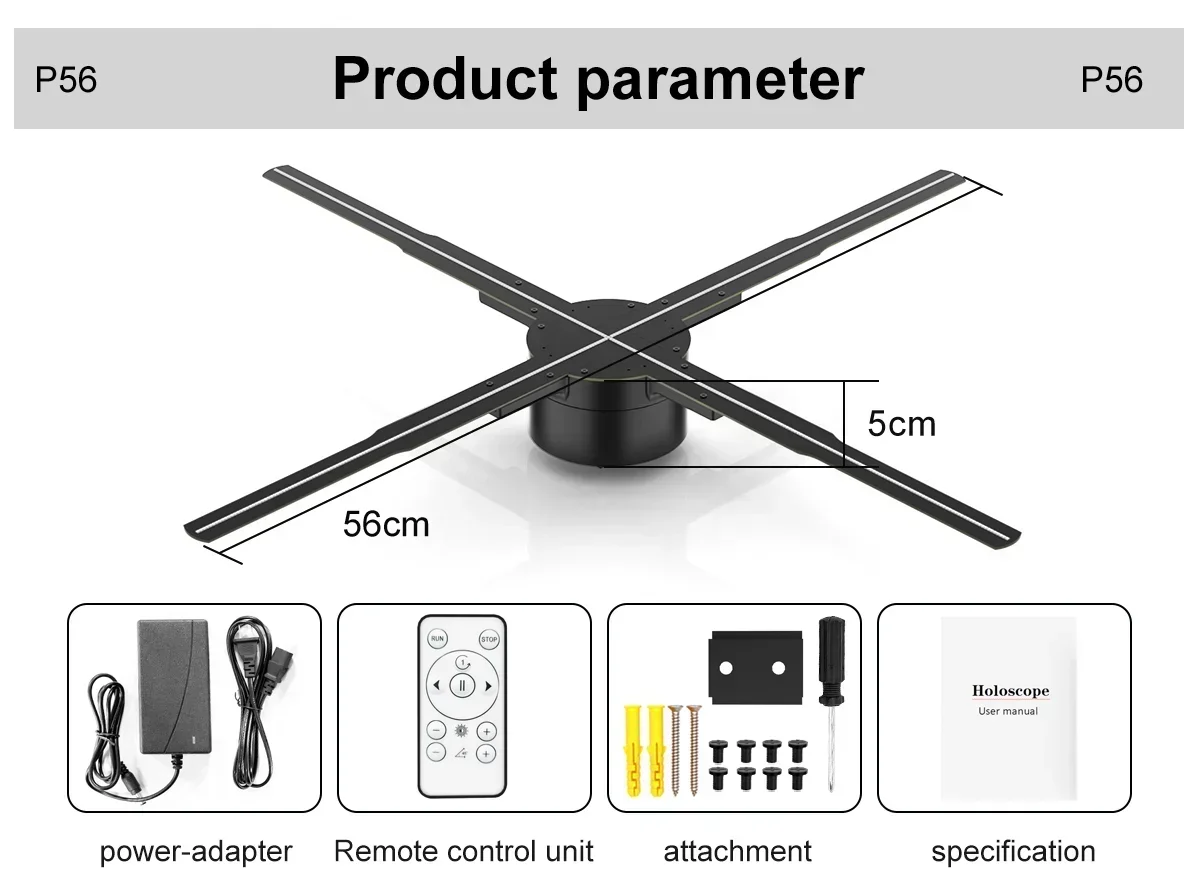 56cm 3D Fan Hologram Projector Wifi Display Advertising Logo Light Led Sign Holographic Lamp Three-Dimensional Projectors-4
