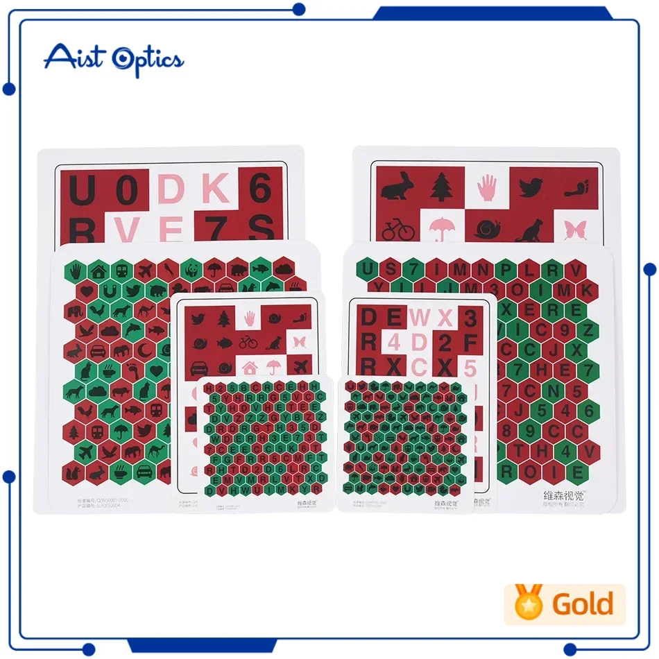 8Pcs Anti-Suppression Letter VT Chart Trainer Low Vision Training Tools for Child Amblyopia Myopia with Red/Green Glasses