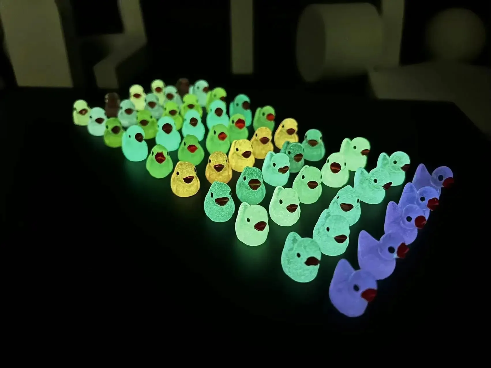 50PCS Glowing Mini Resin Little Ducks Moss Microlandscape Miniature Duck Figurines Fairy Garden Accessories Home Decor-6