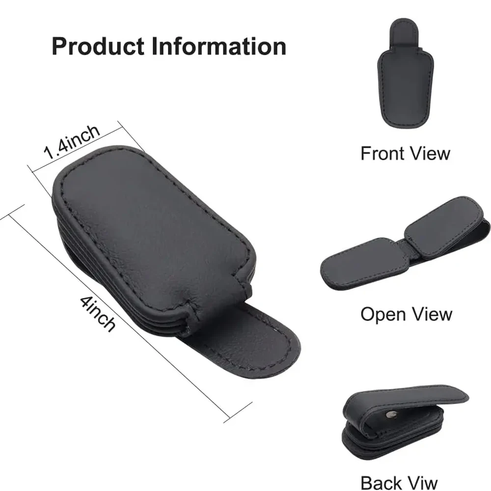 Universal Car Sunglasses Holder Car Magnetic Leather Clip Card Ticket Holder Auto Sun Visor Glasses Box Decoration Accessories-6