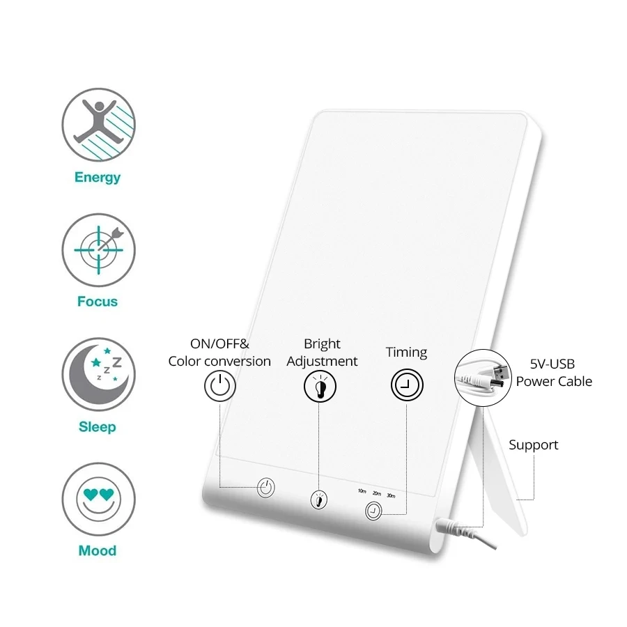 10000 Lux LED SAD Light Daylight Therapy Lamp 3200k Happy Mood Light Touch Dimmable for Winter Anti Depression LED NightLights-5