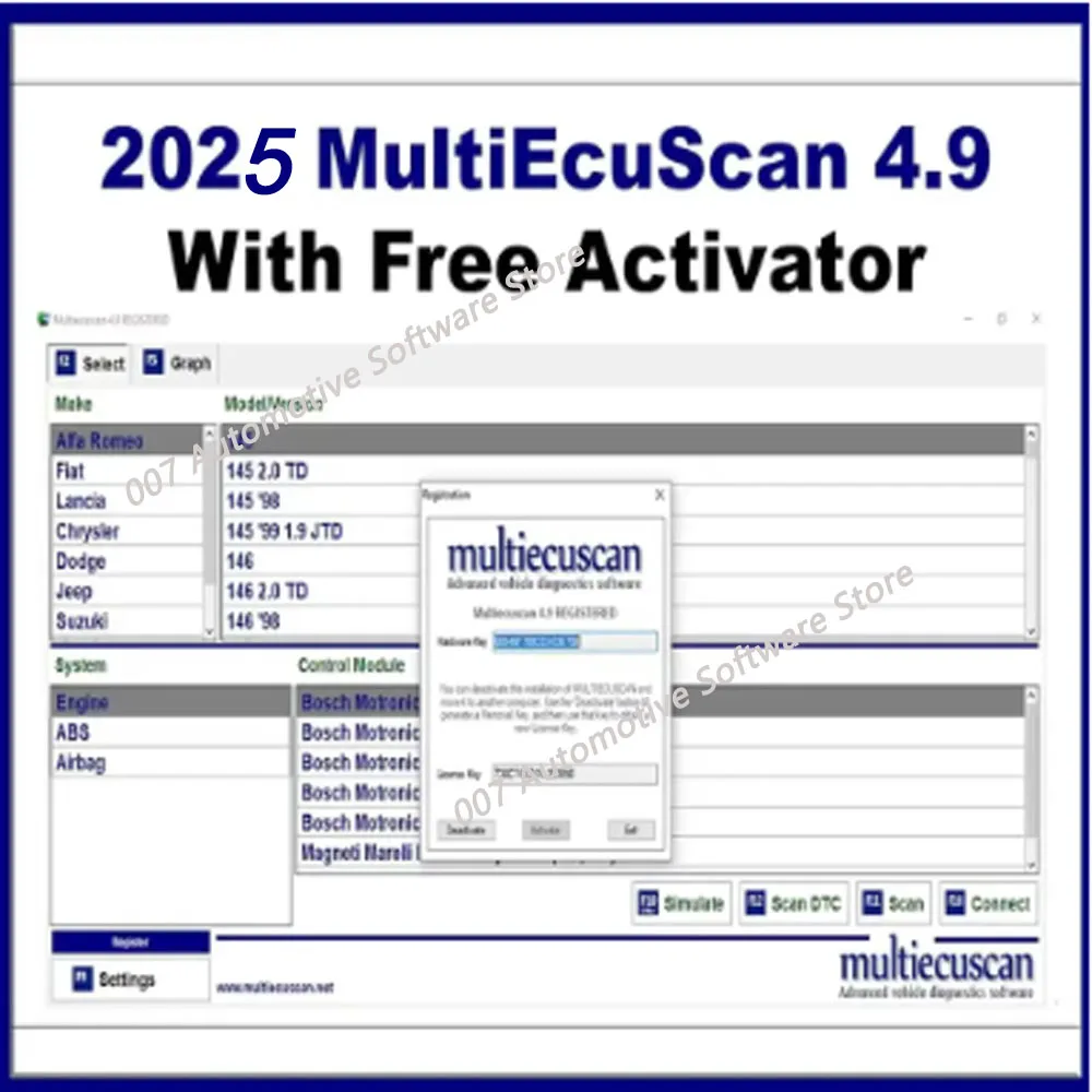 2025 Multiecuscan V4.8 v4.9 v5.0 for Fiat Chrysler Dodge Jeep & Suzuki Scanner Software 4.9 Works with ELM327 / OBD II tools-5