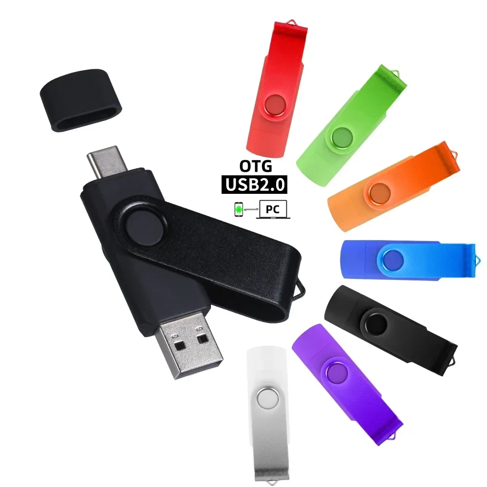 TYPE-C USB Flash Drive 128GB Red High Speed  Pen Drive 64GB Dark Blue Memory Stick 32GB Rotatable USB Stick 16GB Colorful U Disk-3