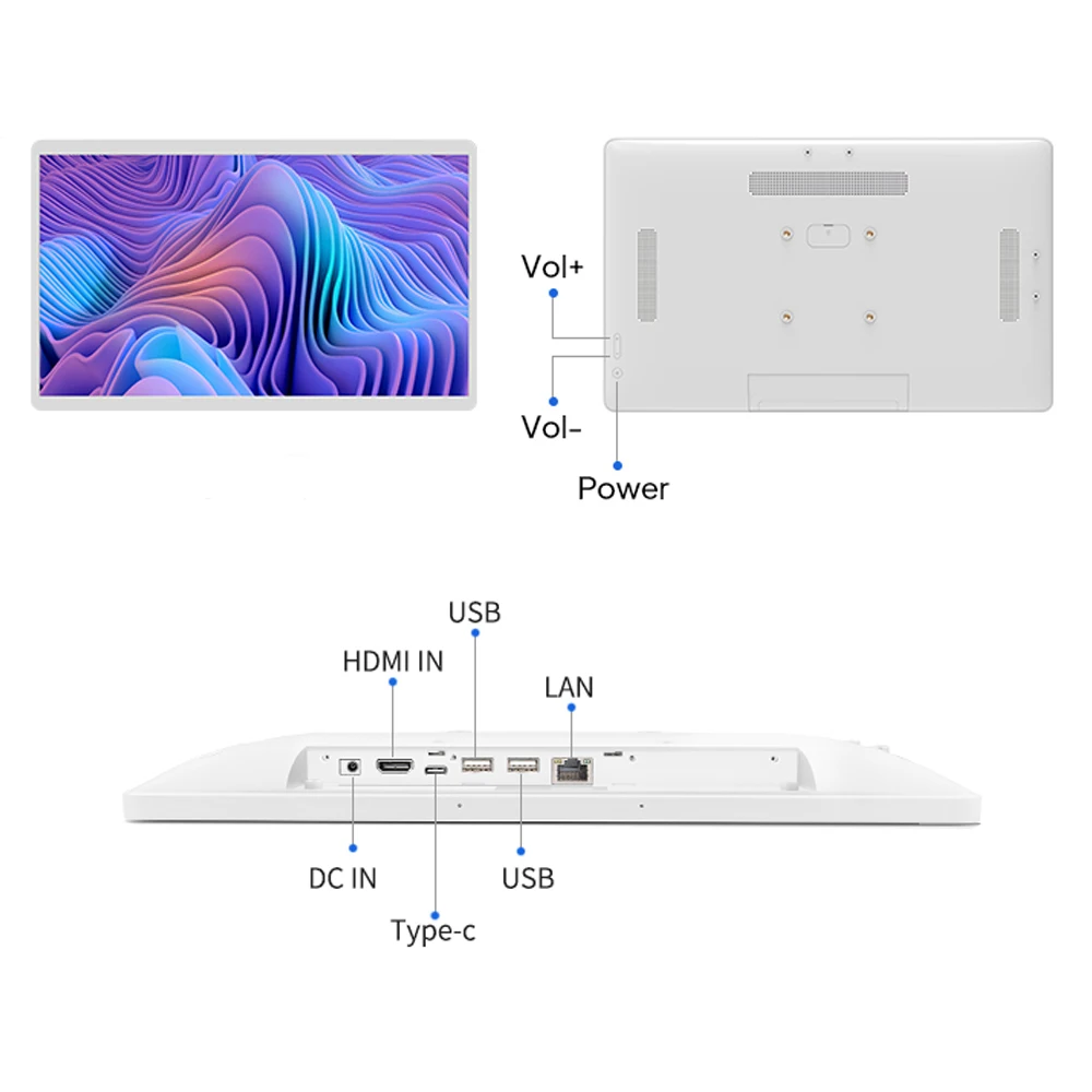 Narrow Edge FHD 21.5 Inch RK3588S2 8-Core Android 13 POE Tablet With Touch Screen Monitor Wall-Mounted Display VESA RJ45 HDMI-5