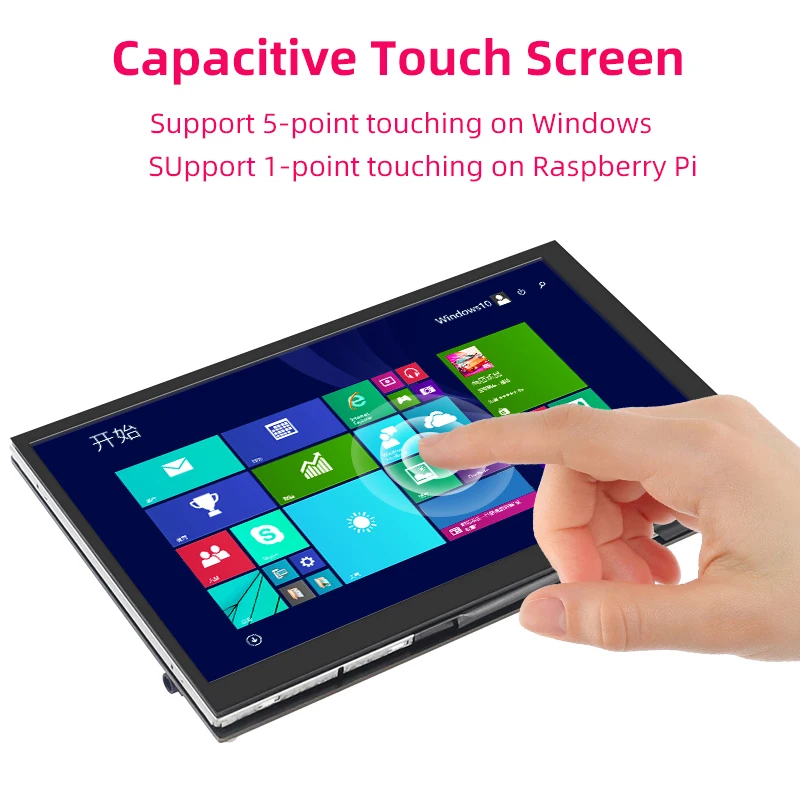 7 Inch Portable Display IPS LCD Capacitive Touch Screen 1024x600 Monitor Optional Speakers for Raspberry Pi 5 4B 3B+ Laptop PC-3