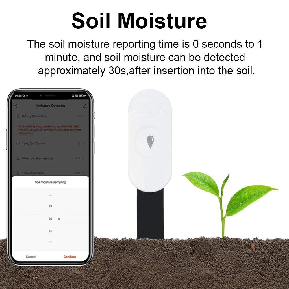 Zigbee Temperature Humidity Moisture Detector Smart Soil Tester Moisture Sensor RealTime Monitor Support Home Assistant Z2M-5
