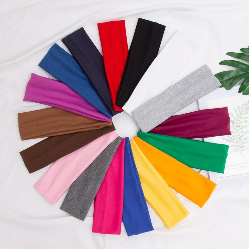 Elastic Cotton HairBand Fashion Headbands for Women Men Solid Running Fitness Yoga Hair Bands Stretch Makeup Hair Accessories-3
