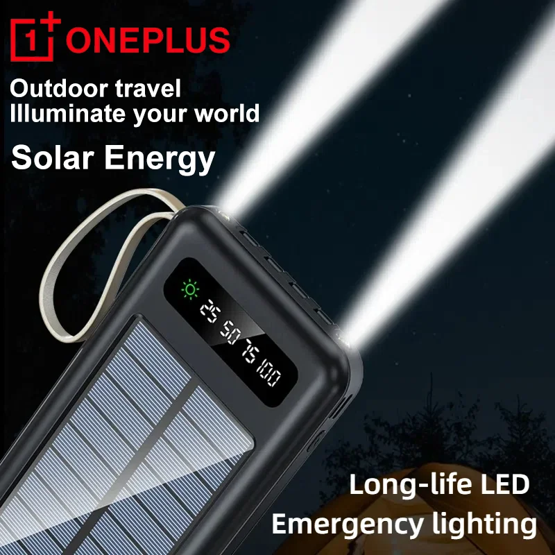 OnePlus Solar Power Bank 50000mAh Large Capacity Mobile Power Fast Charging Battery Dual USB 4 Cables For iPhone Samsung Huawei-4