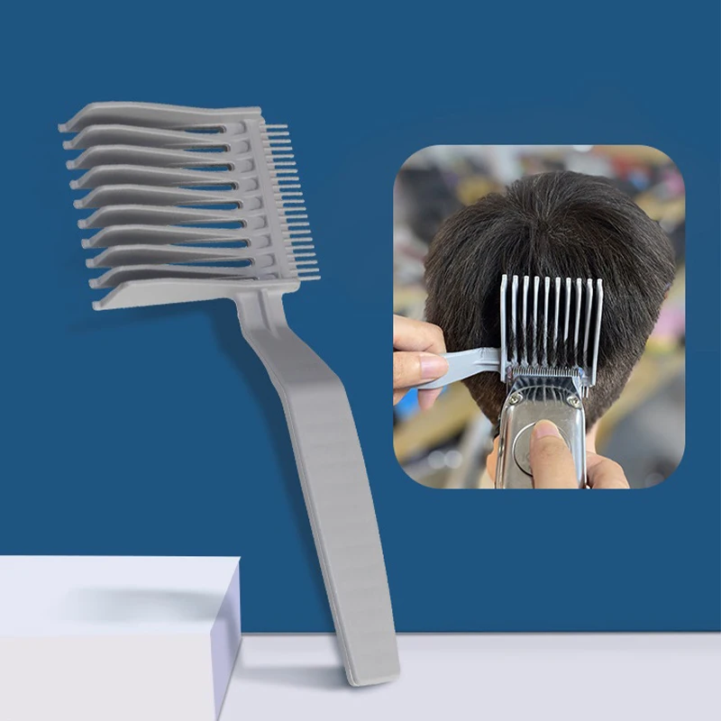 2PCS Kit Upgrade Barber Flat Top Hair Cut Combs Men's Arc Design Curved Positioning Hair Clipper Combs Salon Hairdresser Tools-3
