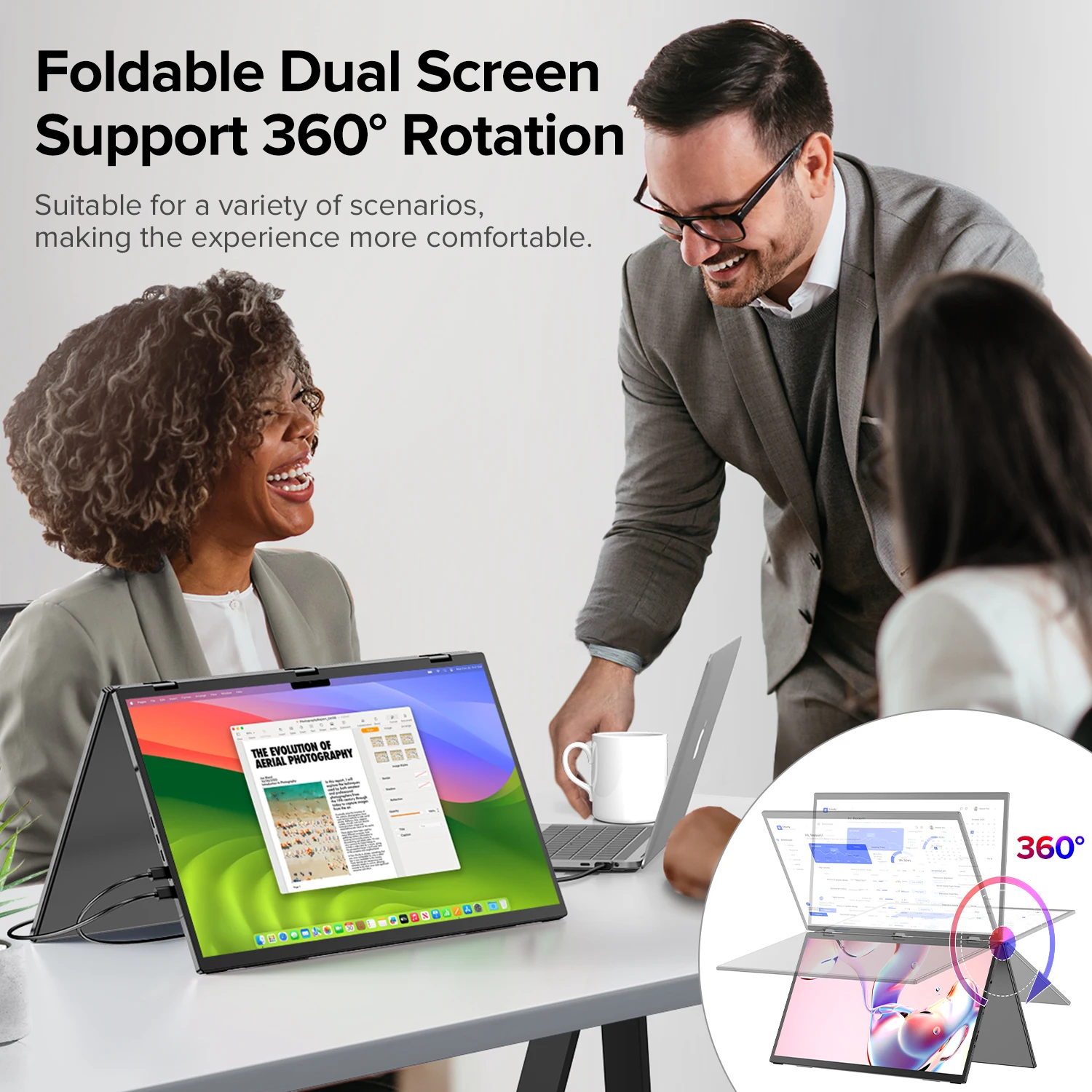 UStation Δ / Delta Plus Stacked Monitor Touchscreen Laptop Dual Screen Folding 18.5
