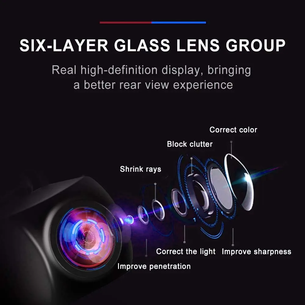 GcPaSr 1080P For Car 200 Degree AHD Reverse Camera Full HD Fisheye Golden Lens Night Vision Universal Vehicle Rear View-3