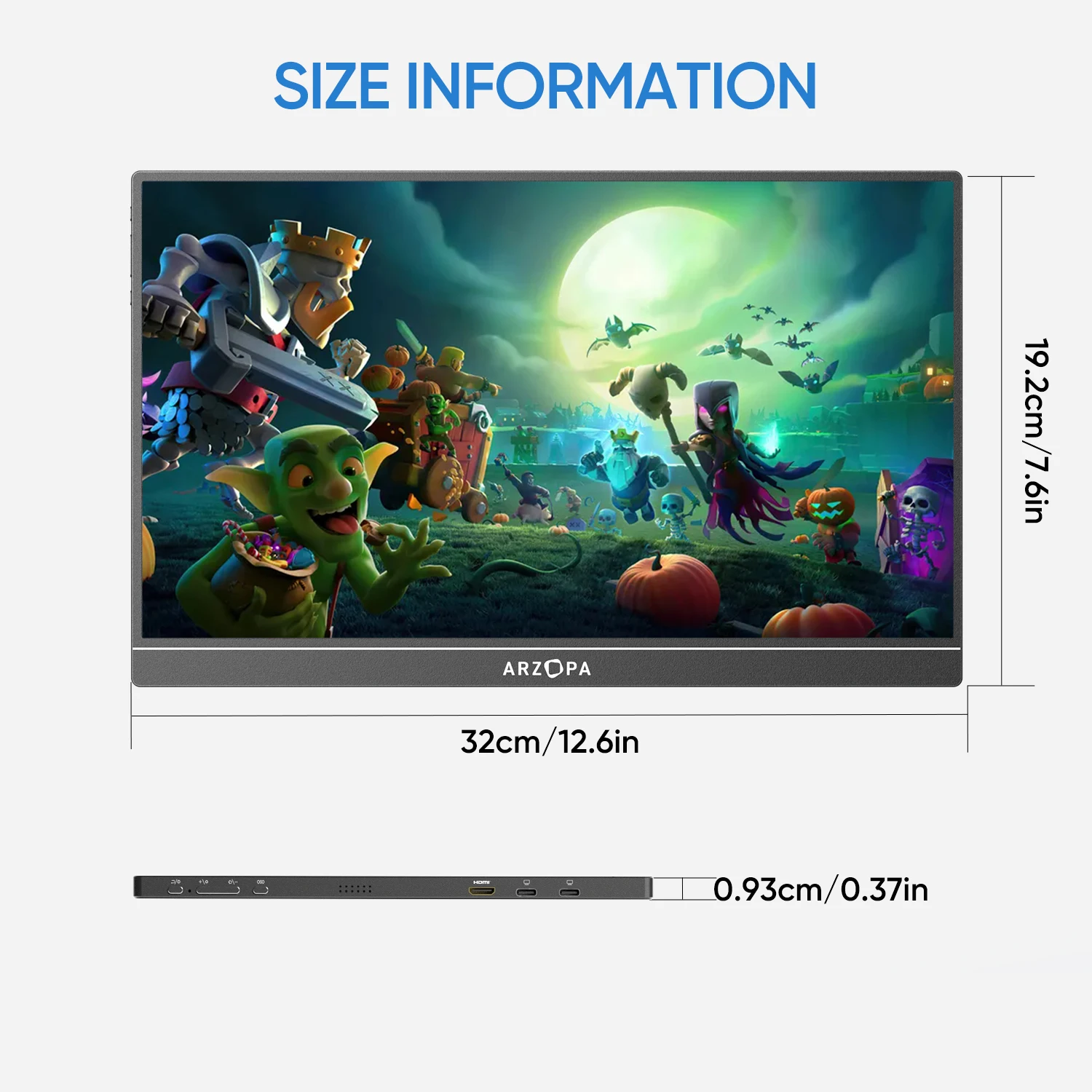 ARZOPA 14 inch 1080P FHD IPS Portable Monitor with USB C HDMI External Second Screen for Mac/Laptop/PC/Switch/PS/Xbox A1S-6