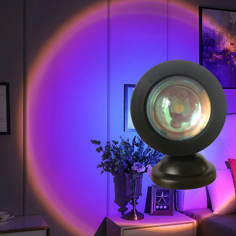 Mini USB Sunset Lamp Led Projector Night Light 16 Colors Switch Rainbow Atmosphere Home Bedroom Background Wall Decoration Gift-3