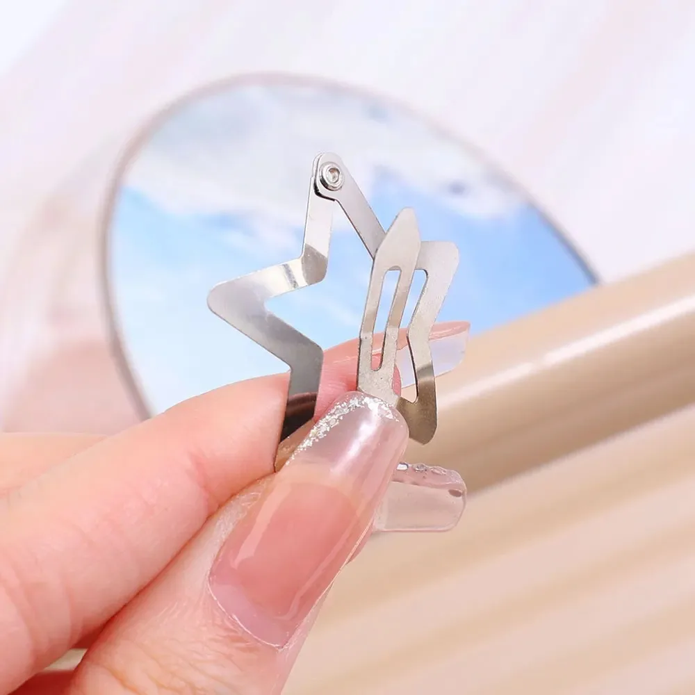 10/25/50/100/200pcs Y2K Silver Star Hair Clips for Girls Metal Snap Clip Hairpins Barrettes Hair Grip Jewel Hair Accessories-4