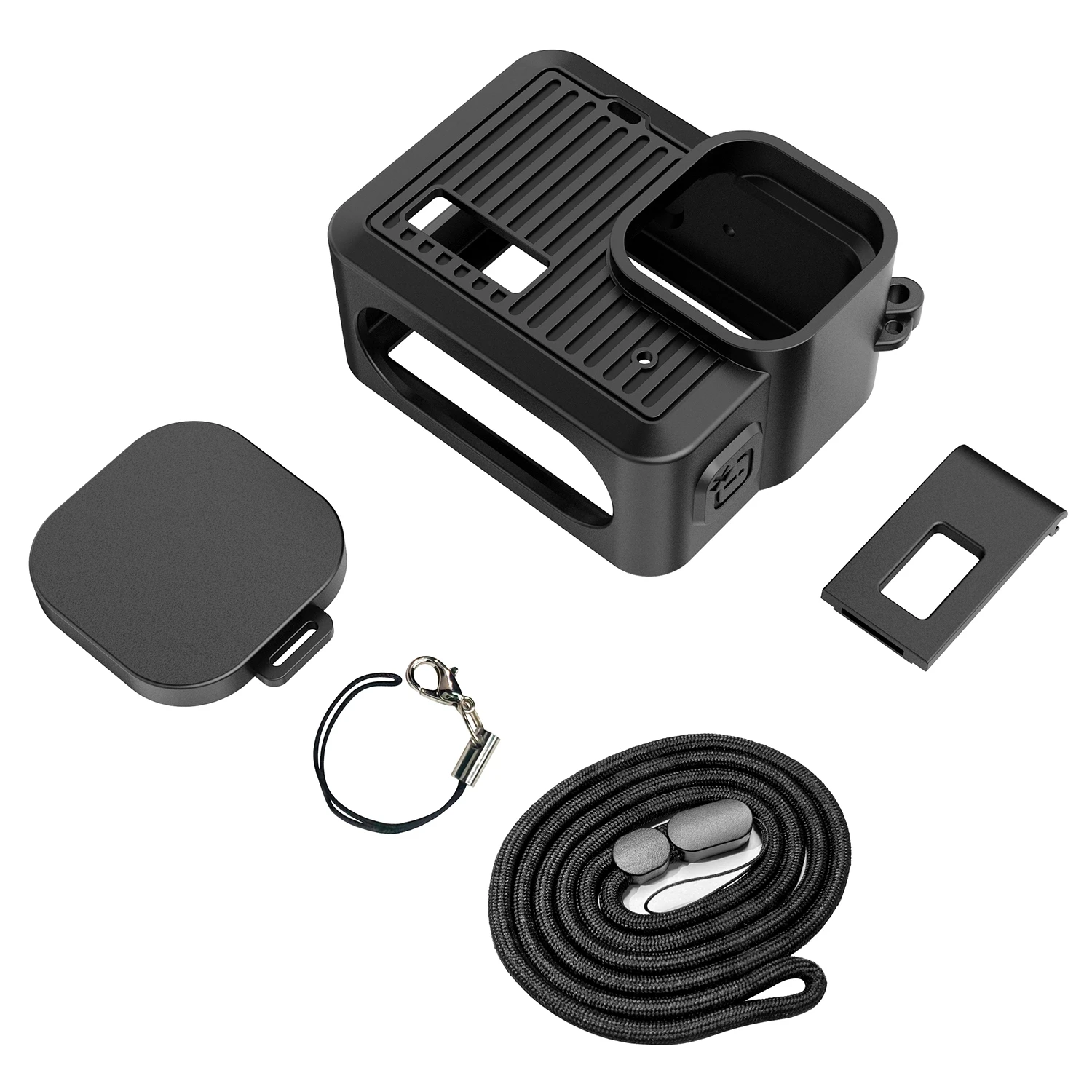 PULUZ for GoPro HERO 4K 2024 Camera Silicone Protective Case with Side Interface Cover & Wrist Strap & Lens Cap Accessories-6