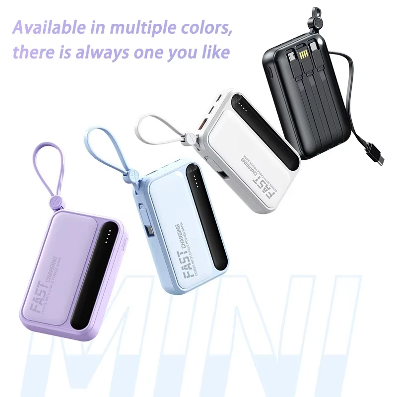 Xiaomi 50000mAh Large Capacity Power Bank 4 In 1 Built in Cables Intelligent Digital Display Laser Light for Samsung Apple-6