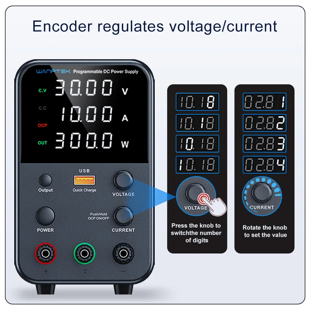 Wanptek DC Lab Power Supply 30V 60V 120V Adjustable Voltage Regulator Preset Voltage Current Dual Input Voltage 220V/110V-2