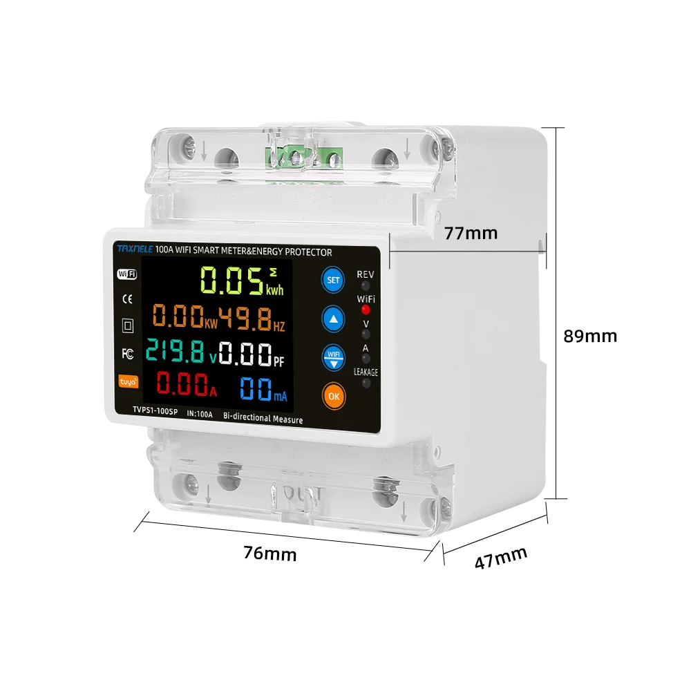 2P 100A Tuya WiFi Smart Bi-Directional Energy Power kWh Meter Leakage Over Under Voltage Protector Relay Timer Switch Smart Life-6