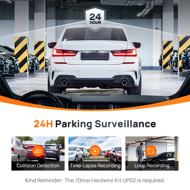 Global 70mai Dash Cam A200 Dual-channel Record 1080P HDR 2'' IPS Screen 24H Parking Monitor 70mai Car DVR A200 WIFI APP 130° FOV-4