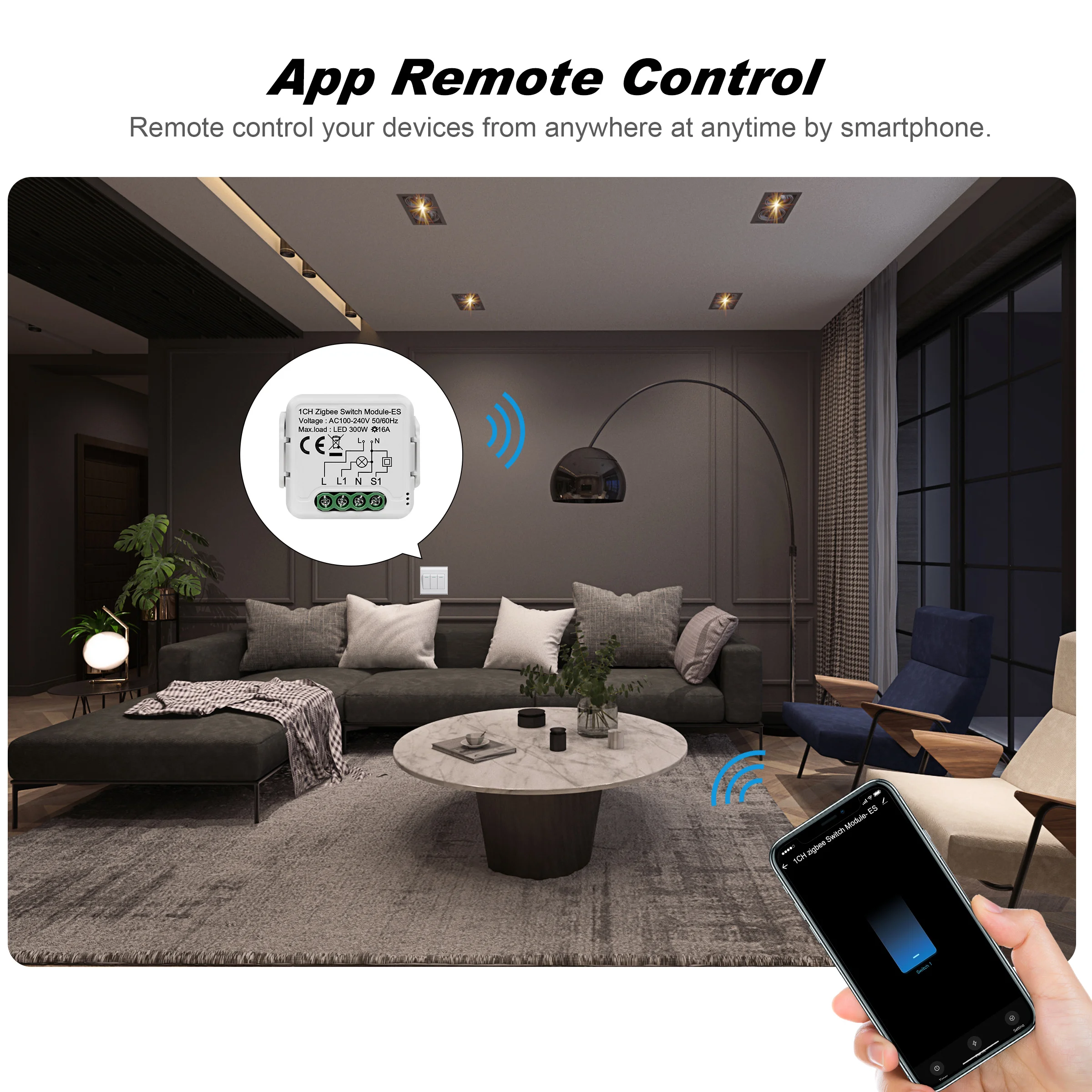 GIRIER Tuya ZigBee 3.0 Smart Switch Module Relay 1 2 Gang 16A Power Metering App Control Work with Alexa Hey Google Hub Required-3
