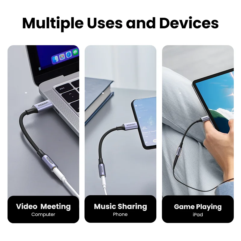 UGREEN USB Type C to 3.5mm Earphone USB C Cable USB C to 3.5 Headphone Adapter Audio Cable For Xiaomi Mi10 HUAWEI P30 Oneplus 9-4