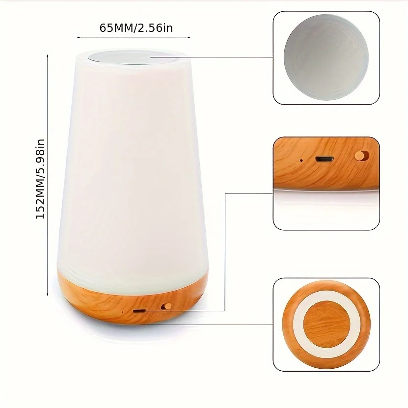 Touch RGB LED Night Lights Remote Control Dimmable Bedside Lamp USB Rechargeable 13 Colors Ambient Reading Camping Lamp Gifts-5