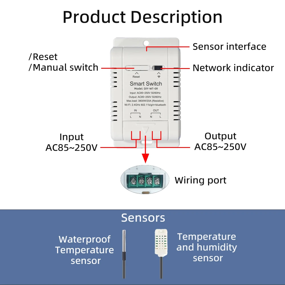 Ewelink WiFi Temperature and Humidity Sensor Security Home Automation Indoor Monitoring Thermometer Works with Alexa Google-3