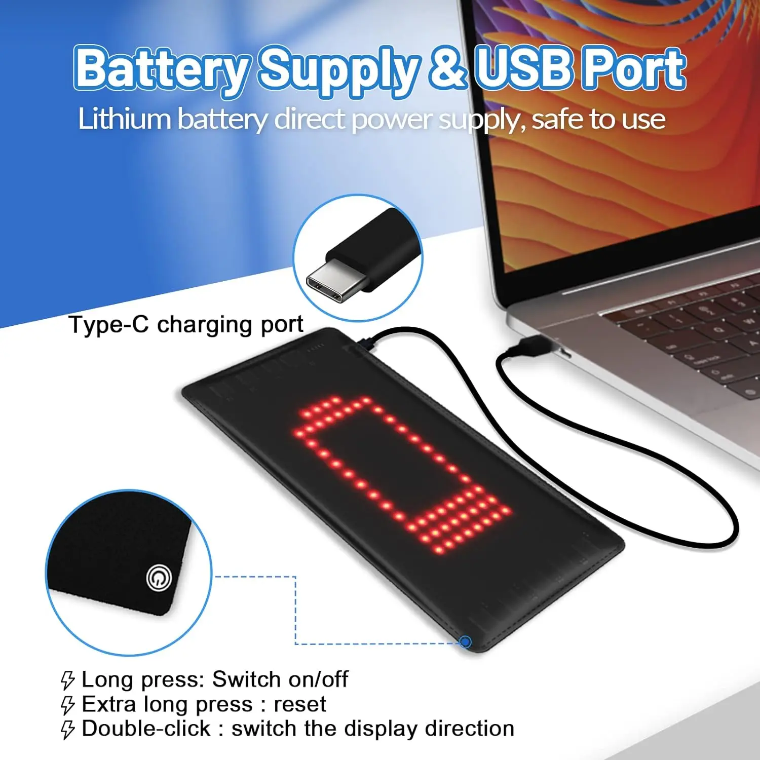 Rechargeable Wireless Bluetooth LED  Signage with Battery, Smart App Control Programmable Customizable LED Matrix Panel-2