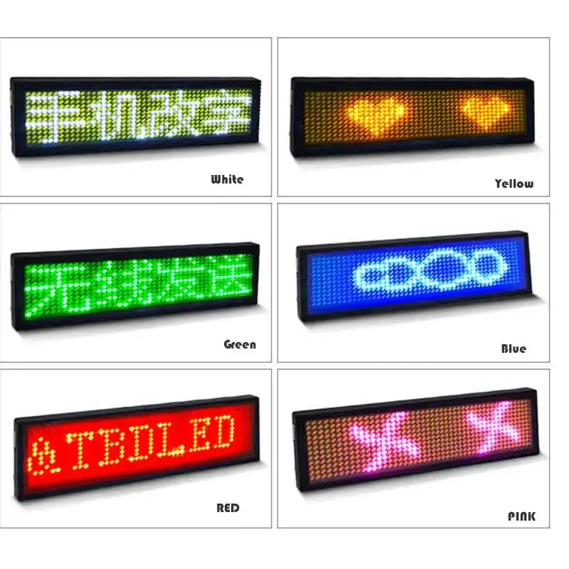 LED Name Tag Badge Module Rechargeable Bluetooth capable LED Mini Display Breastpiece DIY Programmable Scrolling Message-3