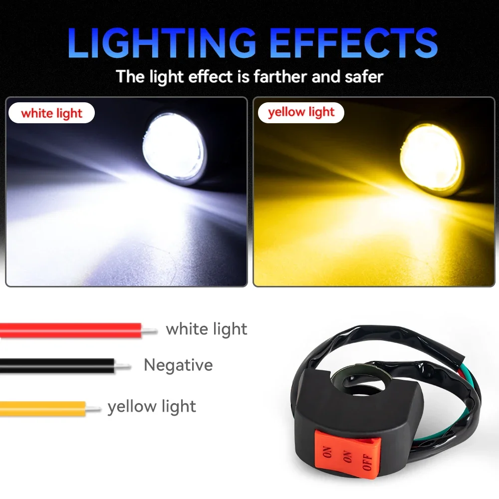 2pcs Motorcycle Led Headlight 12V High Bright Led Lights Lamp for Motorbike Moto Led Auxiliary Spotlights-3