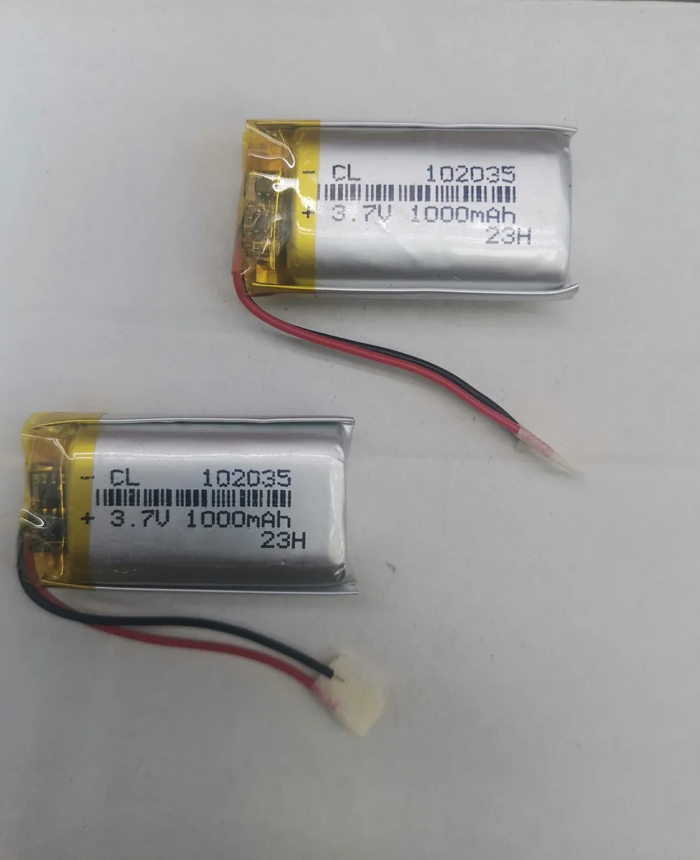 3.7V 2 wires 102035 1000mah lithium  with protection board , used for bluetooth MP4 1pcs/lot-2