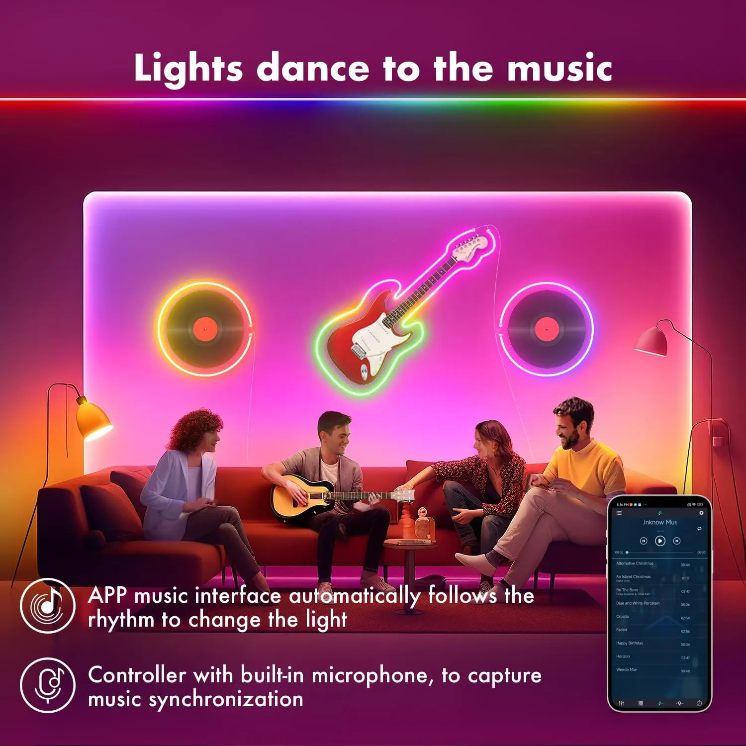 40M/30M RGB LED Neon Rope Lights, Music Sync Control with App/Remote, Flexible Lamp Color Change, Waterproof for Indoor Outdoor-5