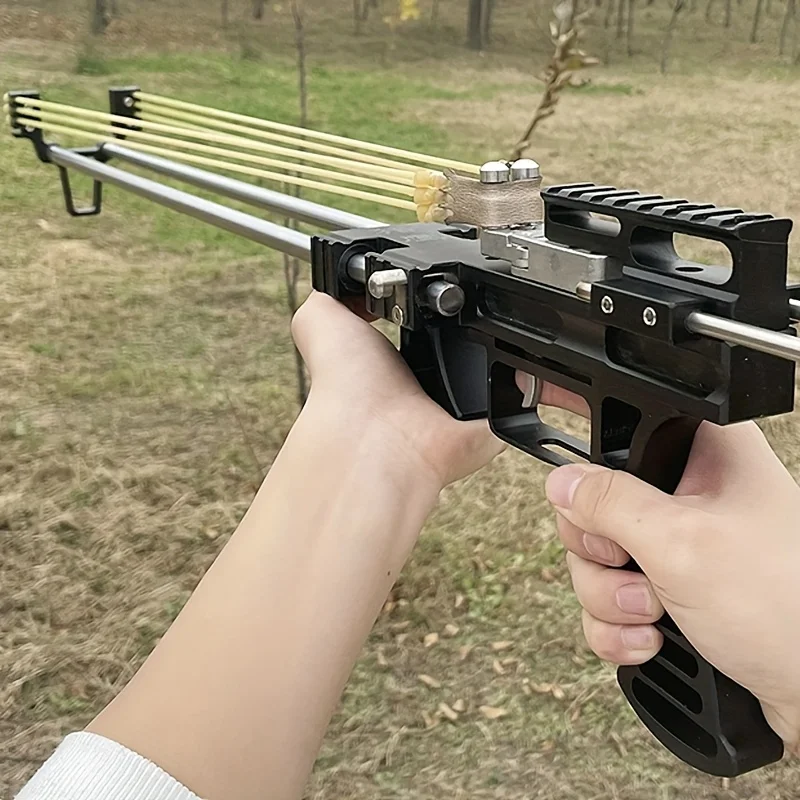 Red/green Laser Aiming Slingshot 80 Pound Telescopic Long Pole Metal Slingshot Outdoor Hunting Shooting DIY Hunting Accessories-5