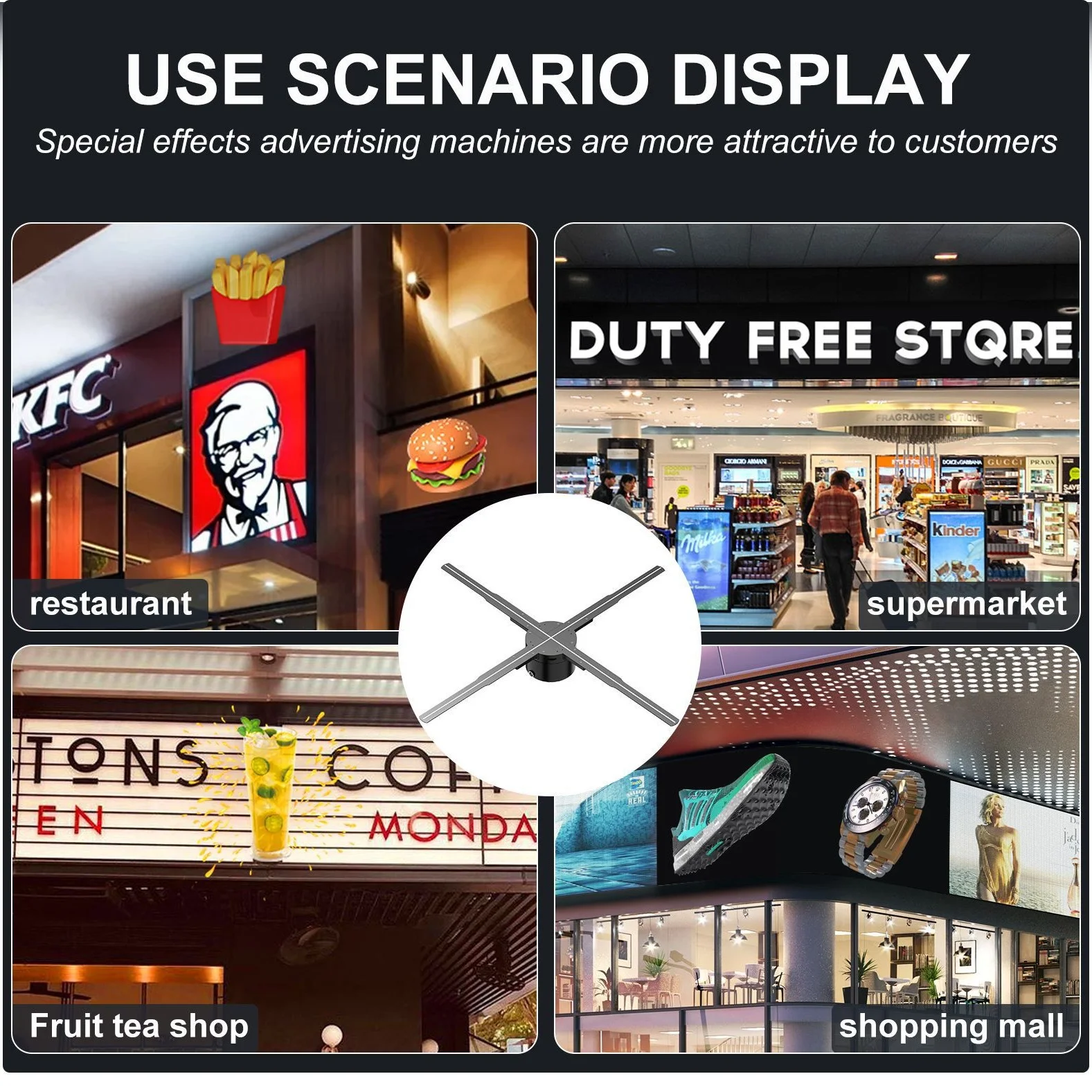 65cm 3D Hologram Fan LED Illuminated Sign Holiday Advertising Lights WIFI Remote Control Display Image Video Hologram Projecter-6